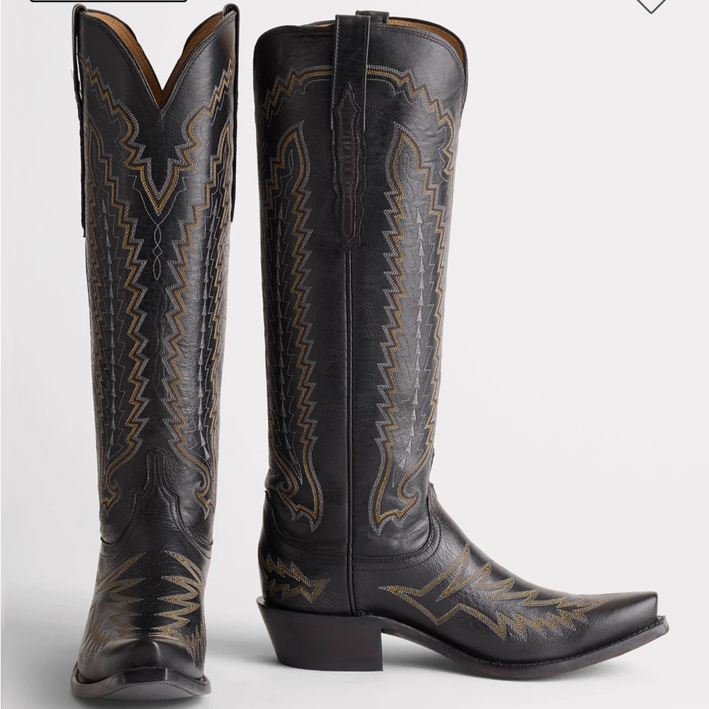 Lucchese Black and Gold Women's Cowboy Boots